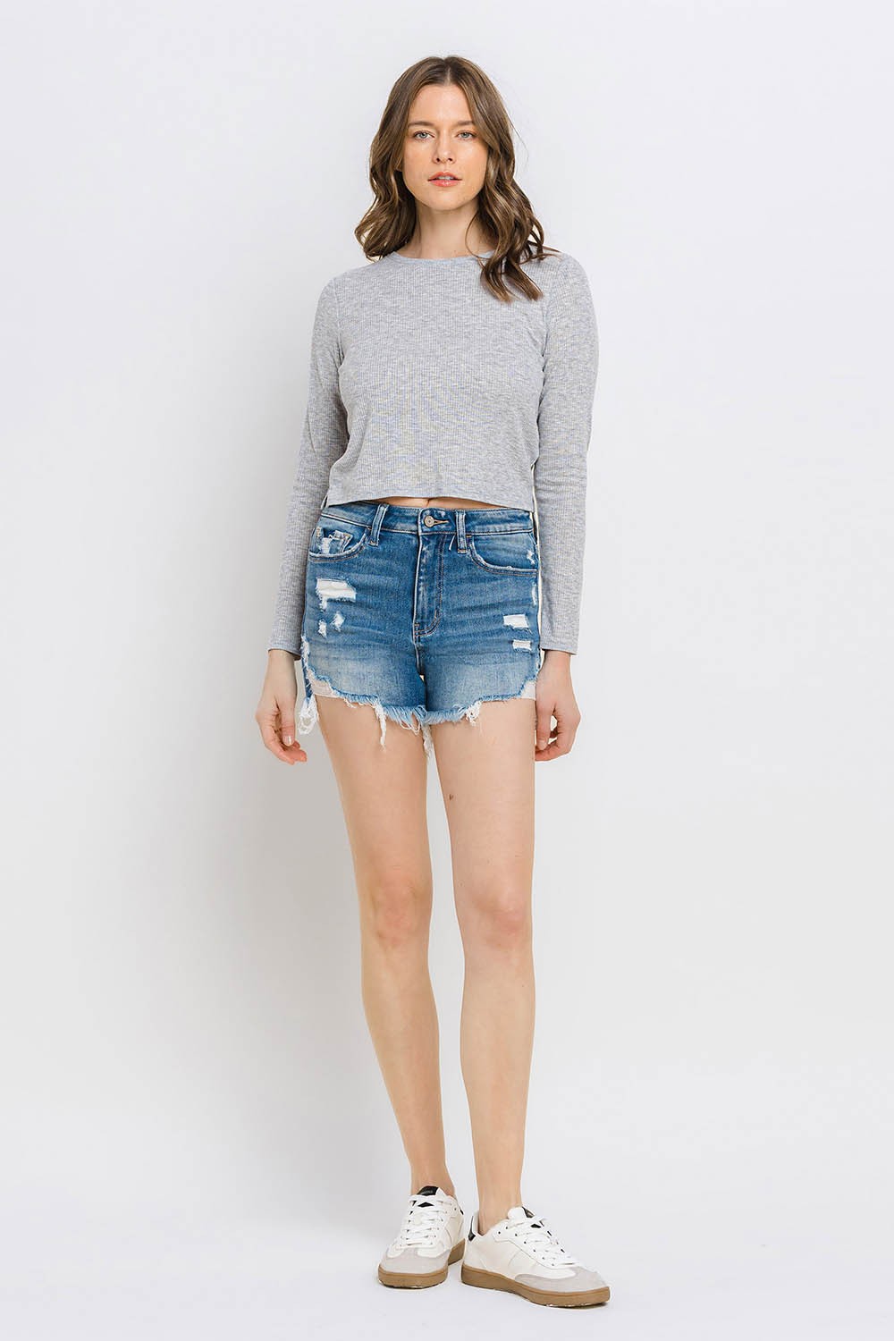 Vervet by Flying Monkey Distressed Raw Hem Denim Shorts