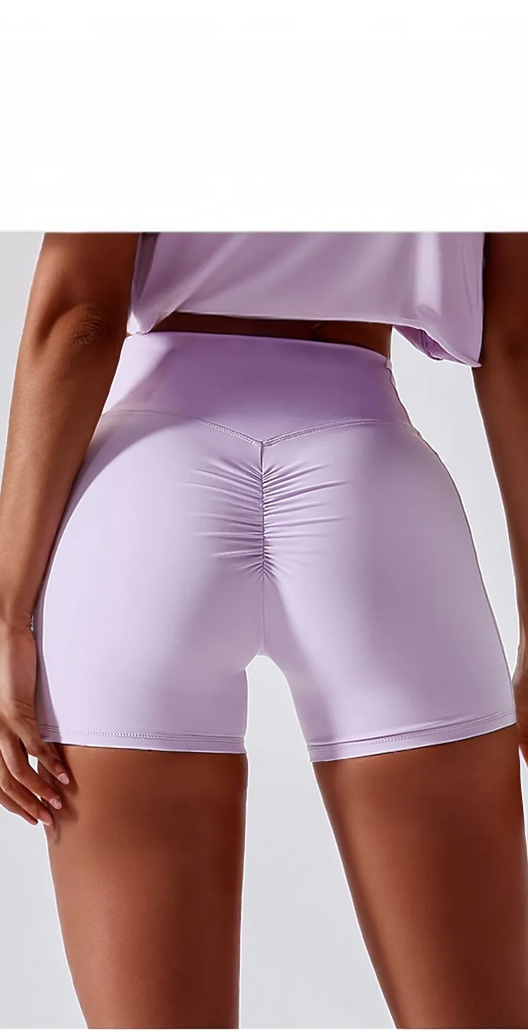 Ruched Pocketed High Waist Active Shorts