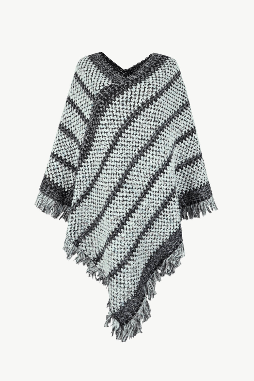 V-Neck Fringe Hem Poncho